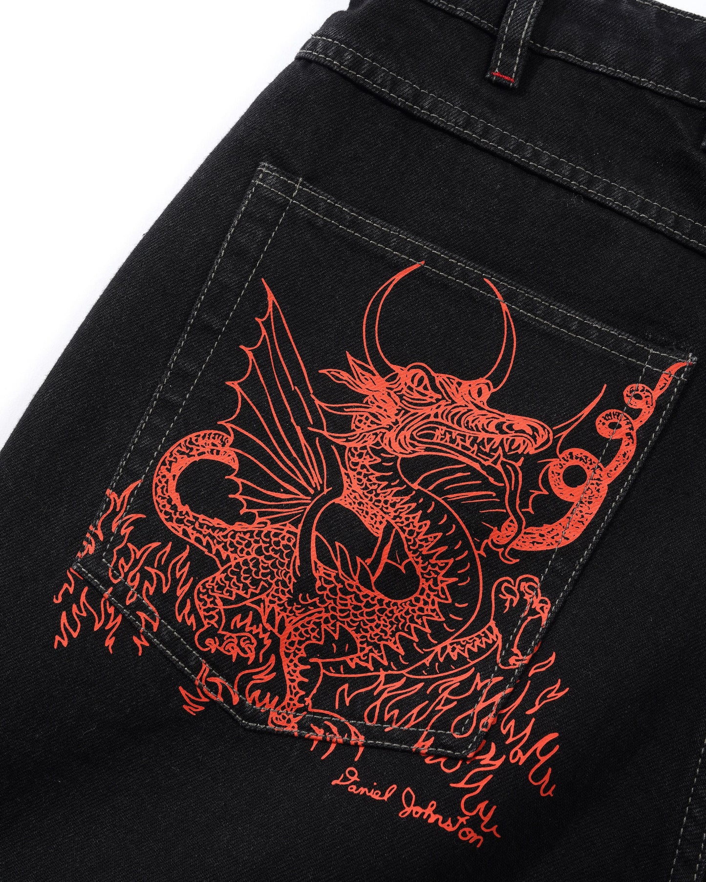 Butter Goods x Daniel Johnston Dragon Denim Shorts Washed Black