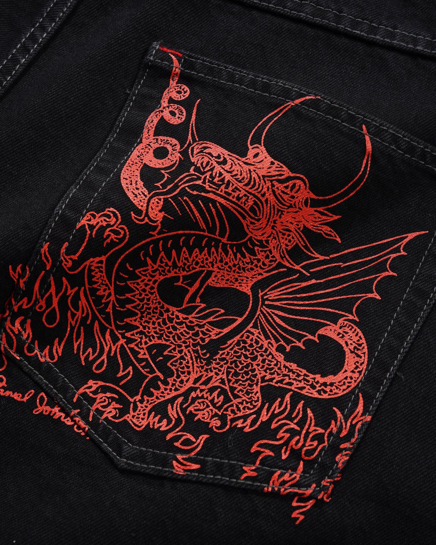 Butter Goods x Daniel Johnston Dragon Denim Shorts Washed Black