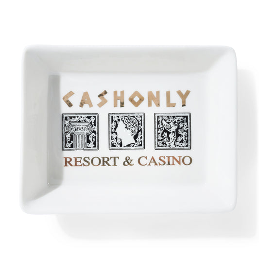 Cash Only High Rollers Ceramic Tray White