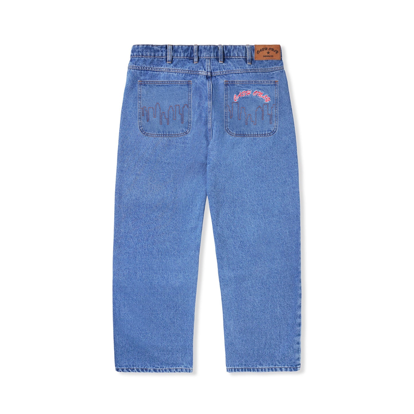 Cash Only Logo Baggy Denim Jeans Washed Indigo