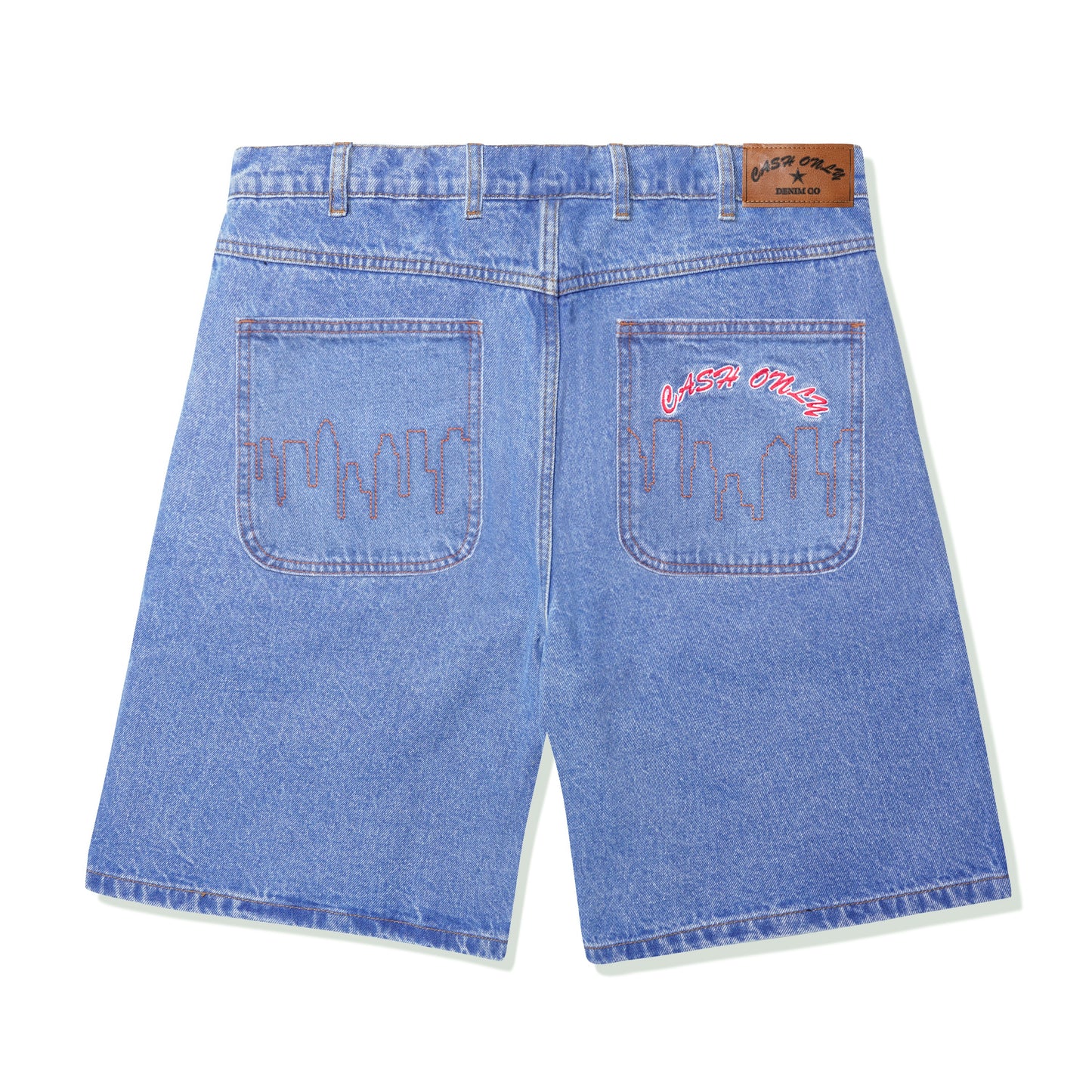 Cash Only Logo Denim Shorts Washed Indigo