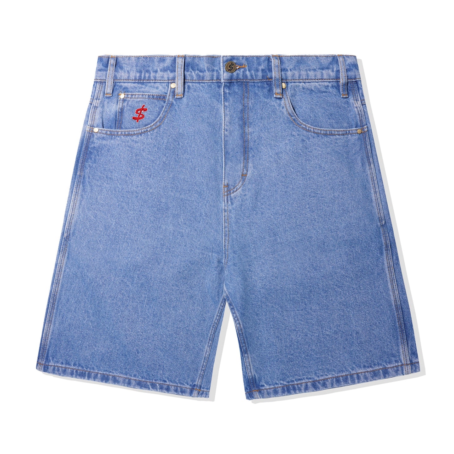 Cash Only Logo Denim Shorts Washed Indigo