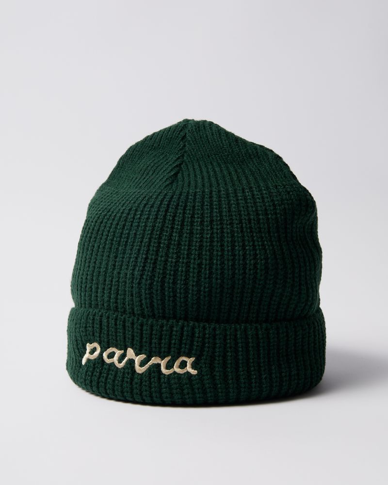 By Parra Lowercase Script Logo Beanie Pine Green