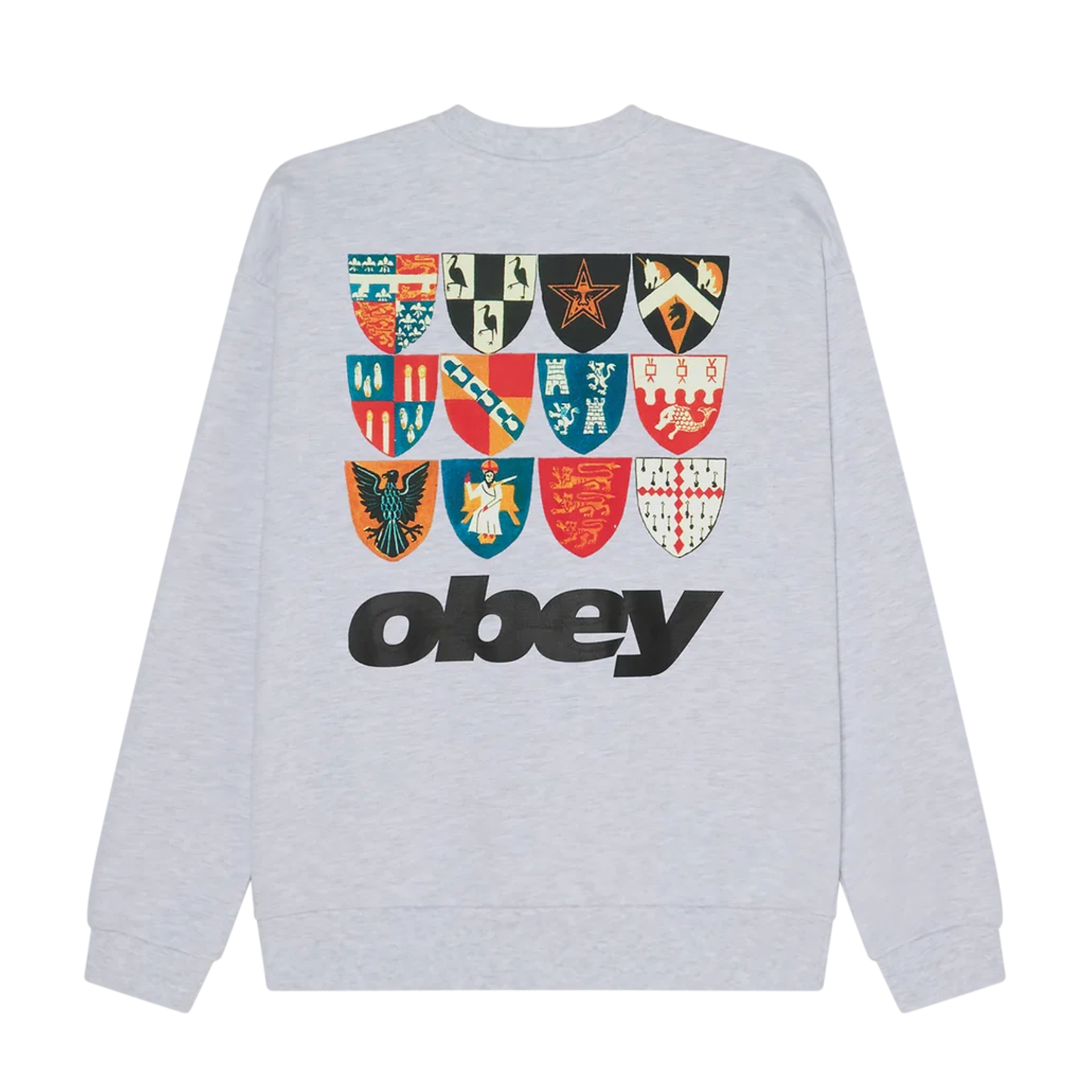 Obey Shields Extra Heavy Crewneck Sweater Ash Grey