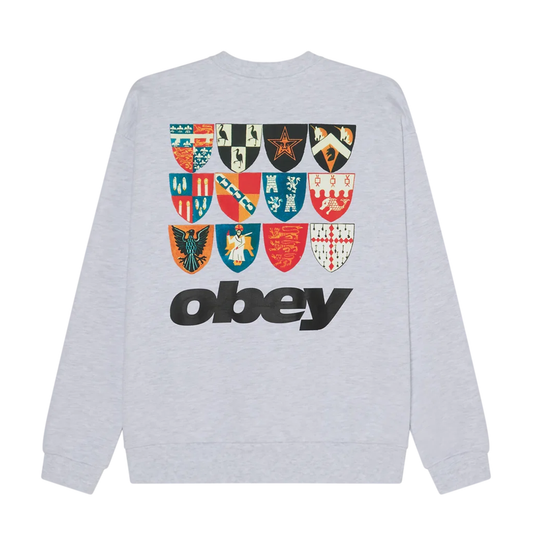 Obey Shields Extra Heavy Crewneck Sweater Ash Grey