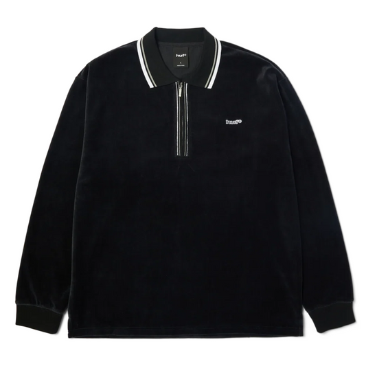 HUF Parker Velour Longsleeve Polo Black