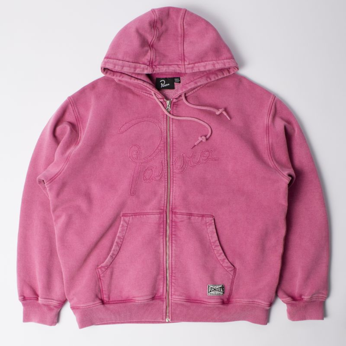 By Parra Not Fade Away Zip Hooded Sweater Washed Tyrian Purple