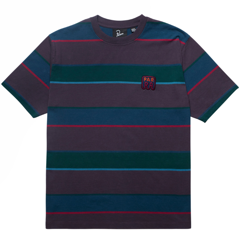 By Parra Fast Food Logo Striped T-Shirt Aubergine
