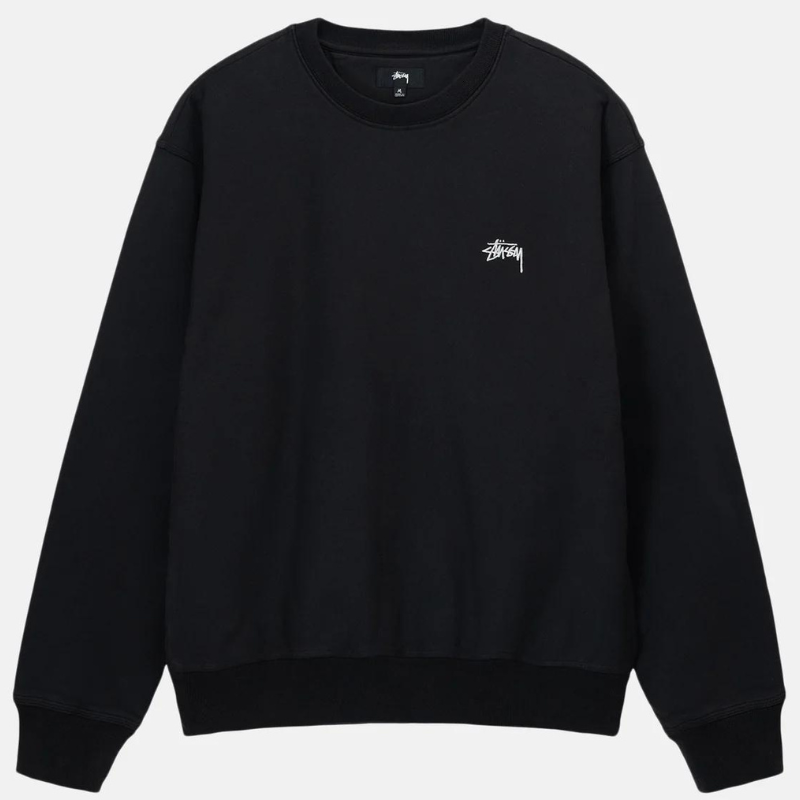 Stüssy Stock Logo Crewneck Sweater Washed Black