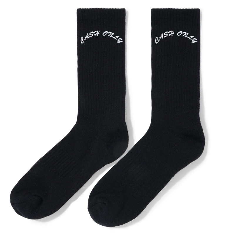 Cash Only Logo Crew Socks Black