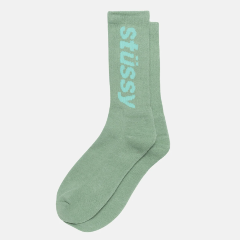 Stüssy Helvetica Crew Socks Pistachio/Aqua