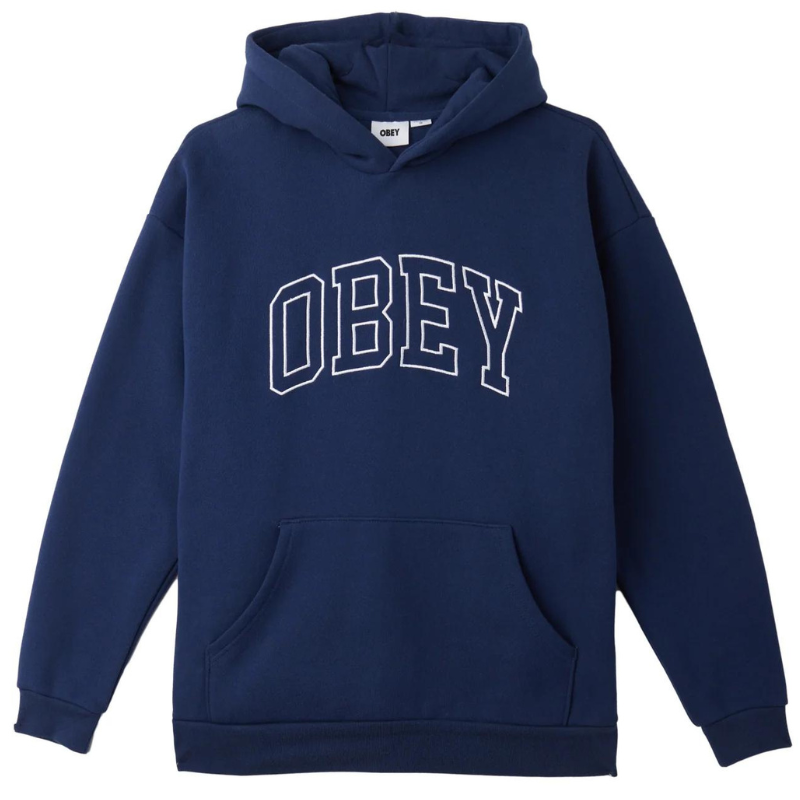 Obey Institute Extra Heavy Hooded Sweater Academy Navy