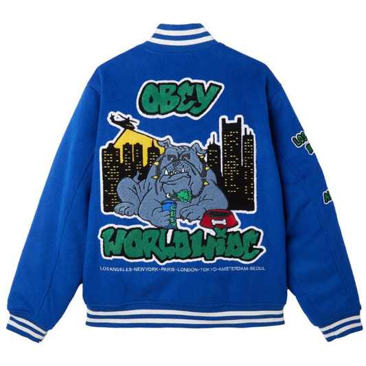 Obey Roll Call Varsity Jacket Surf Blue
