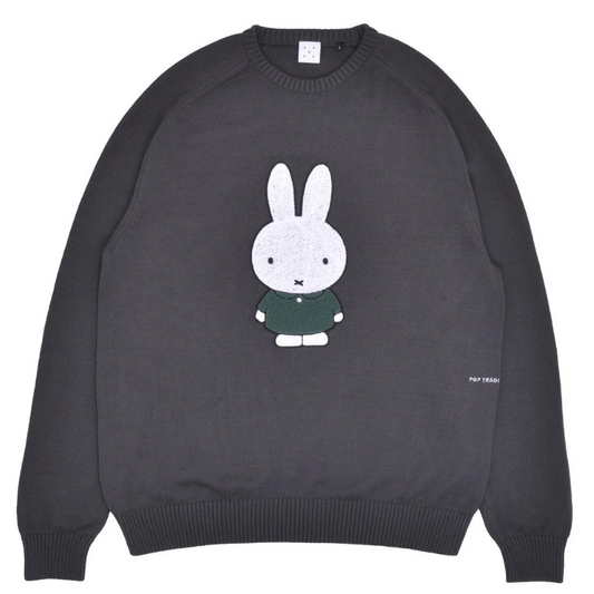 POP X Miffy Knitted Crewneck Sweater Grey