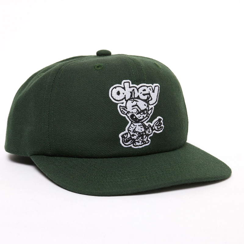 Obey Devil 6 Panel Classic Snapback Cap Dark Cedar