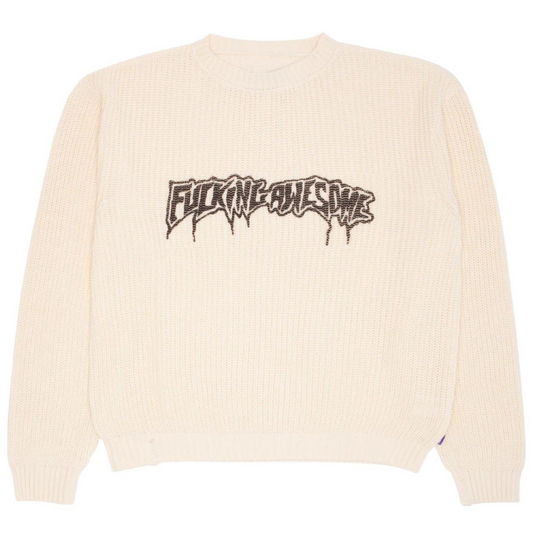 Fucking Awesome Drip Logo Crewneck Sweater Cream