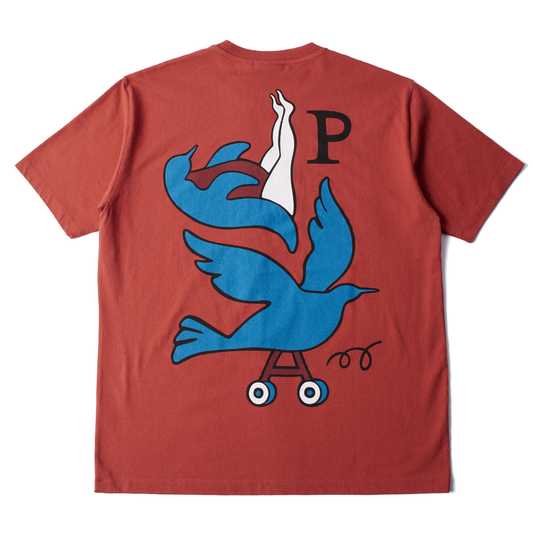 By Parra Wheeled Bird T-Shirt Rust