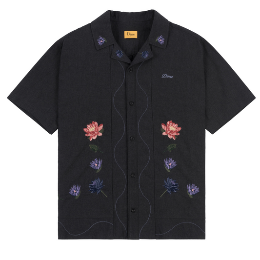 Dime Lotus Button Up Shirt Vintage Black