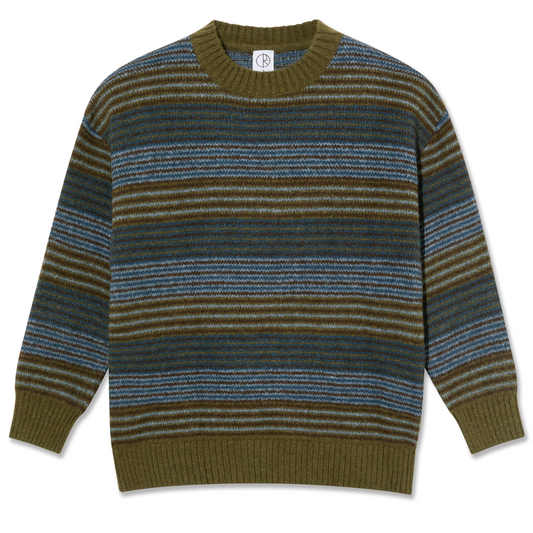 Polar George Knit Sweater Blue Green Stripe