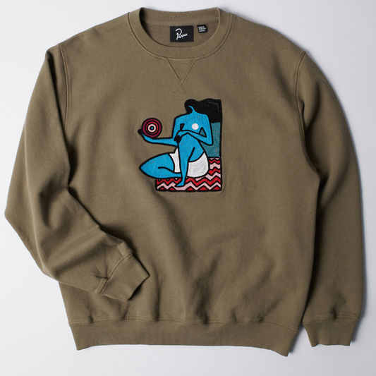 By Parra Future Visions Crewneck Sweater Stone Grey