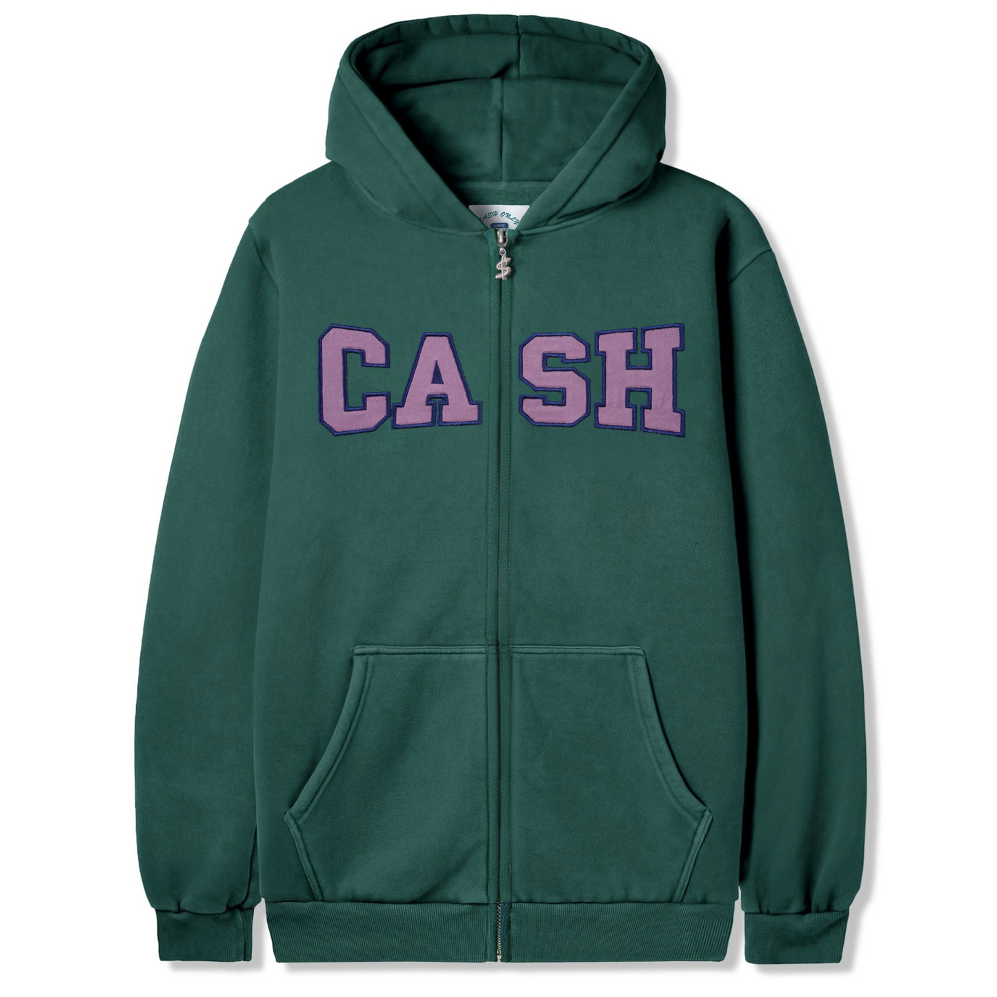 Cash Only Campus Zip-Thru Hoodie Washed Forest