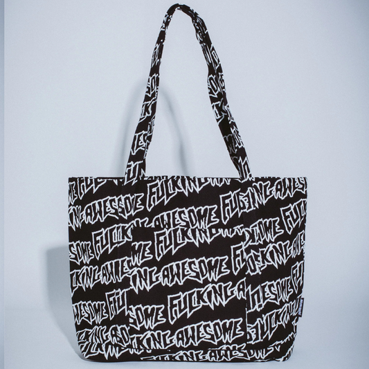 Fucking Awesome AOP Stamp Logo Tote Bag  Medium Black/White