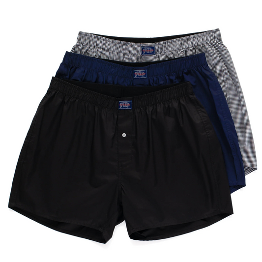 POP Boxer Shorts 3-Pack Black/Navy/Gingham