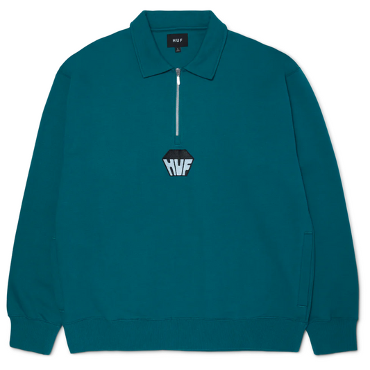 HUF Big Block 1/4 Zip Sweater French Terry Sea Green