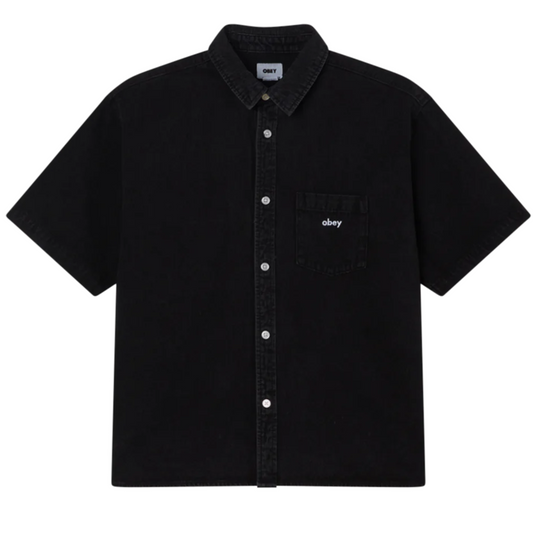 Obey Bigwig Denim Shirt Faded Black