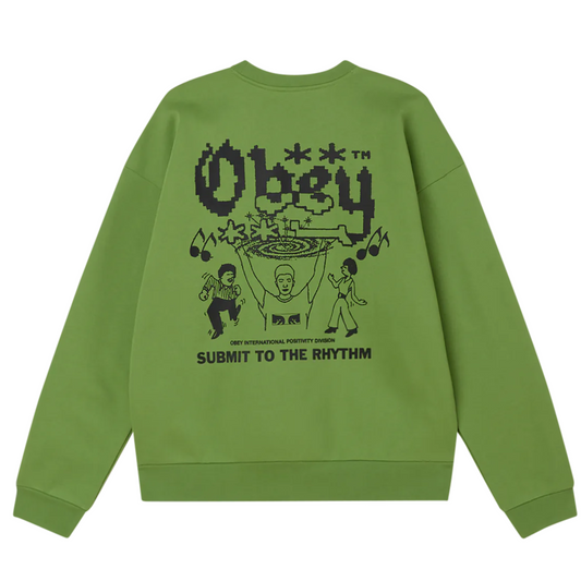 Obey Submit Extra Heavy Crewneck Sweater Piquant Green