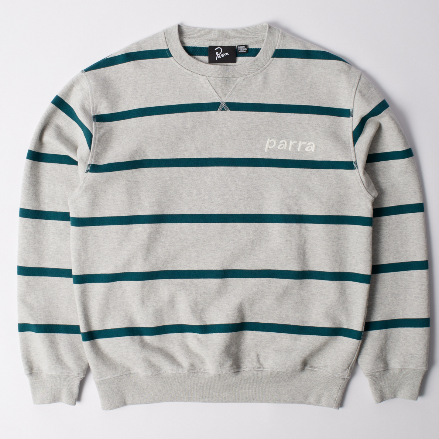 By Parra Pristine Striper Crewneck Sweater Heather Grey