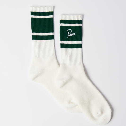 By Parra Signature Striped Crew Socks Off White