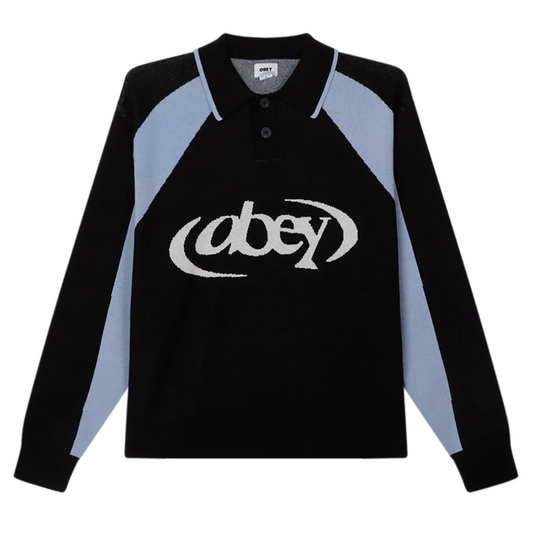 Obey Soccer Polo Sweater Faded Black