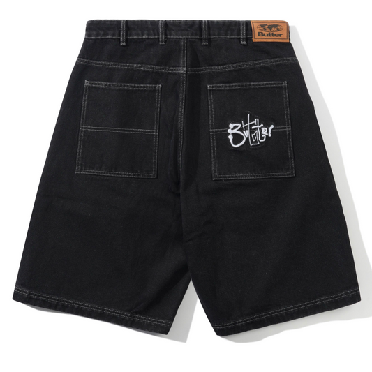 Butter Goods Scribble Denim Shorts Washed Black