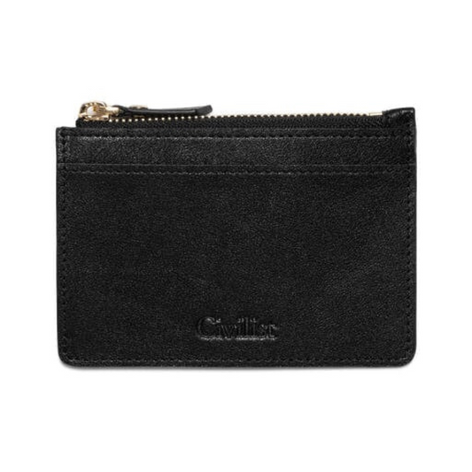 Civilist Zippered Leather Pouch Black
