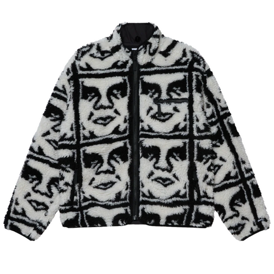 Obey Repeated Icon Sherpa Jacket Black