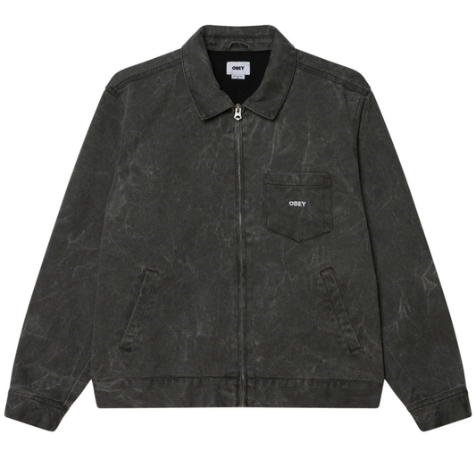Obey Workman Zip Jacket Black Wrinkle Wash