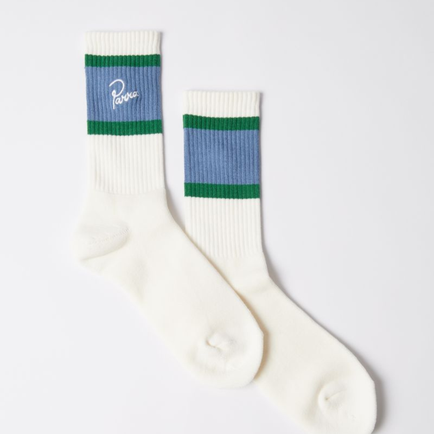 By Parra Signature Striped Crew Socks White