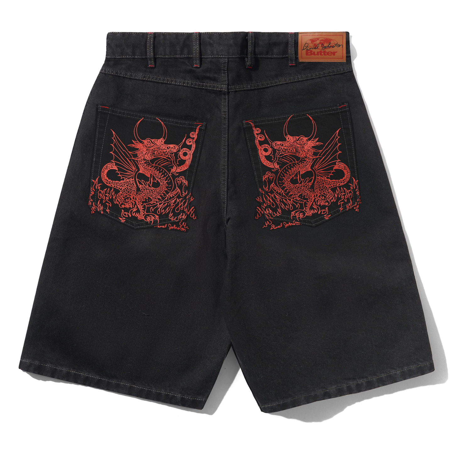 Butter Goods x Daniel Johnston Dragon Denim Shorts Washed Black