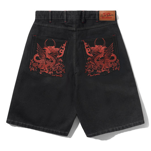 Butter Goods x Daniel Johnston Dragon Denim Shorts Washed Black