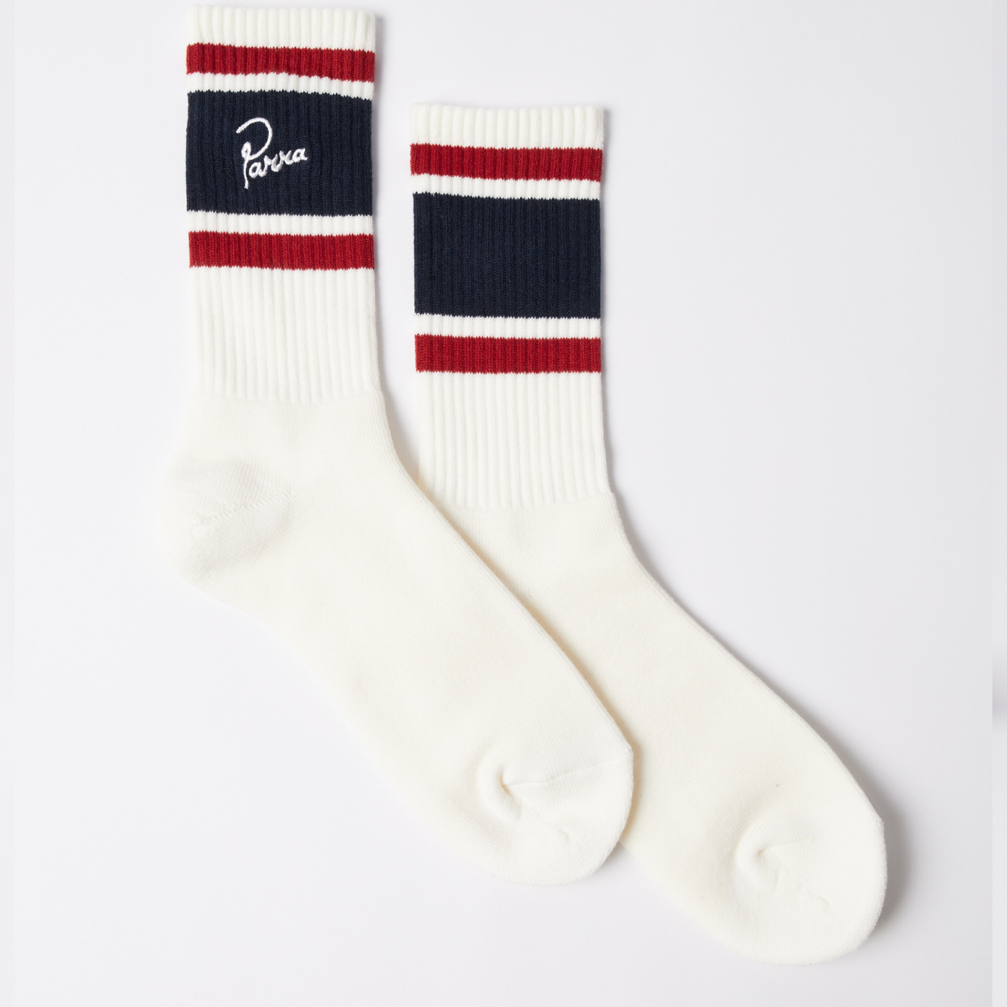 By Parra Signature Striped Crew Socks White