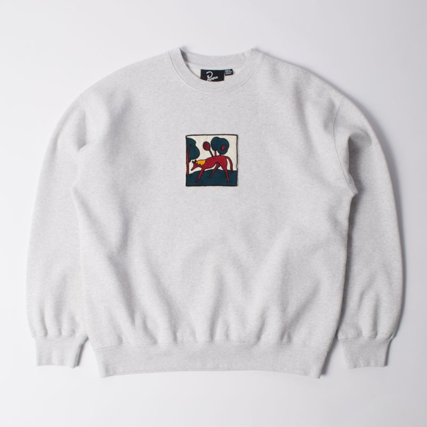 By Parra Long Lost Leg Crewneck Sweater Heather Grey