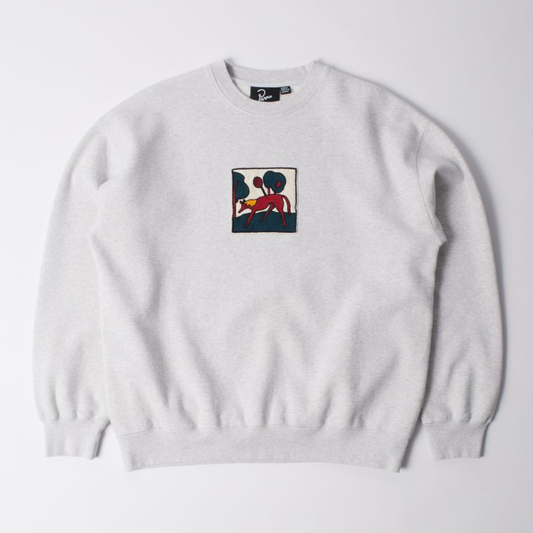 By Parra Long Lost Leg Crewneck Sweater Heather Grey