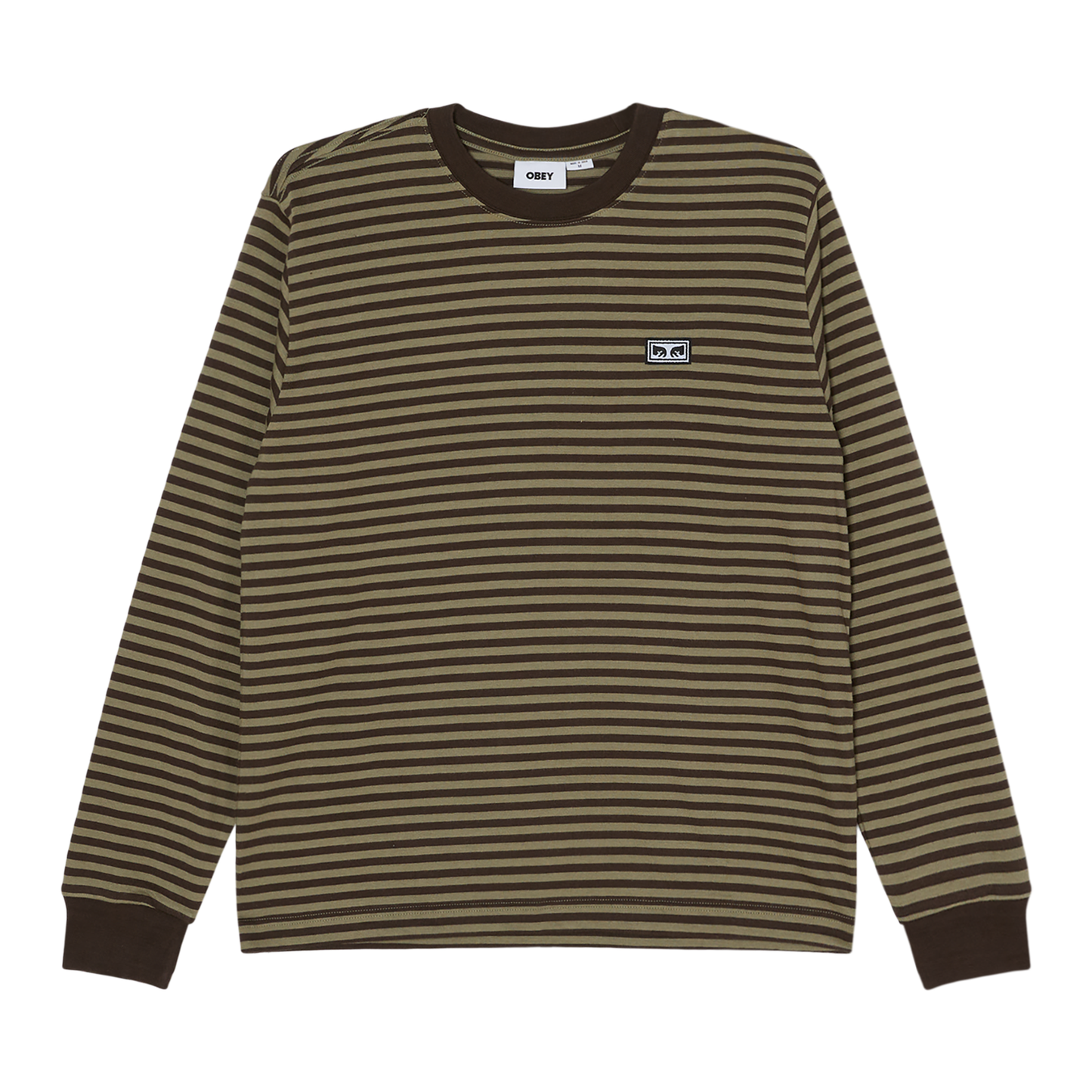 Obey Established Works Eyes Stripe Longsleeve T-Shirt Black Olive Mulit