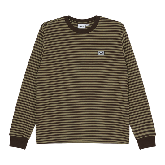 Obey Established Works Eyes Stripe Longsleeve T-Shirt Black Olive Mulit
