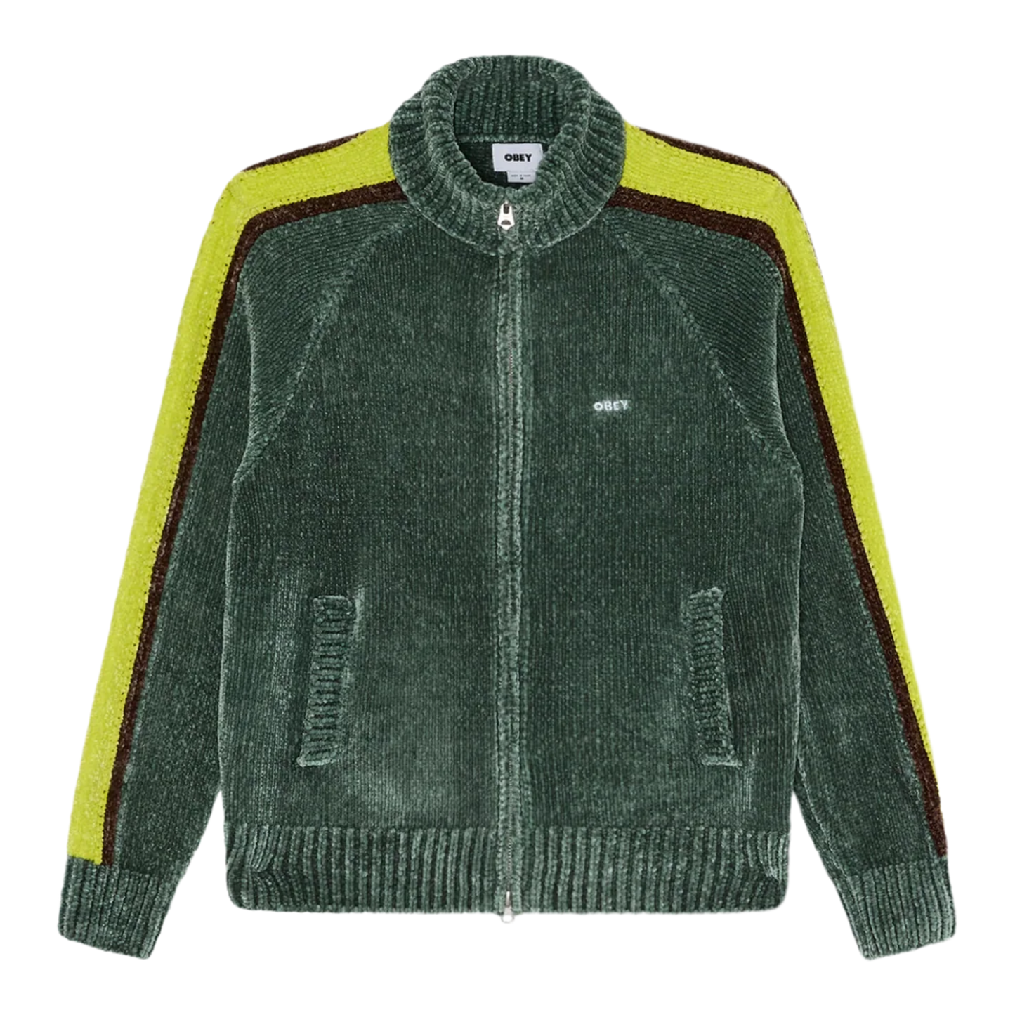 Obey Varen Zip Up Sweater Dark Forest