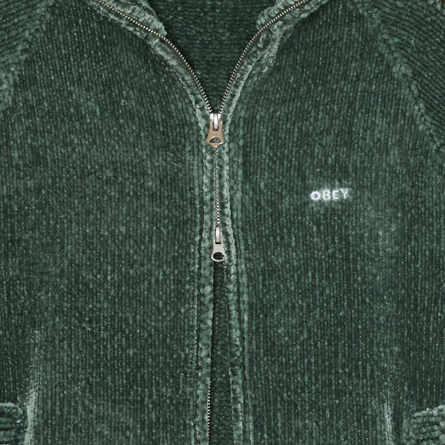 Obey Varen Zip Up Sweater Dark Forest