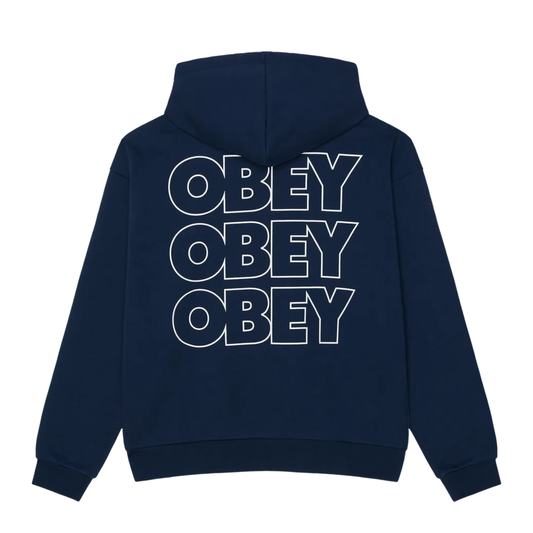 Obey Treble Extra Heavy Hooded Sweater Pageant Blue