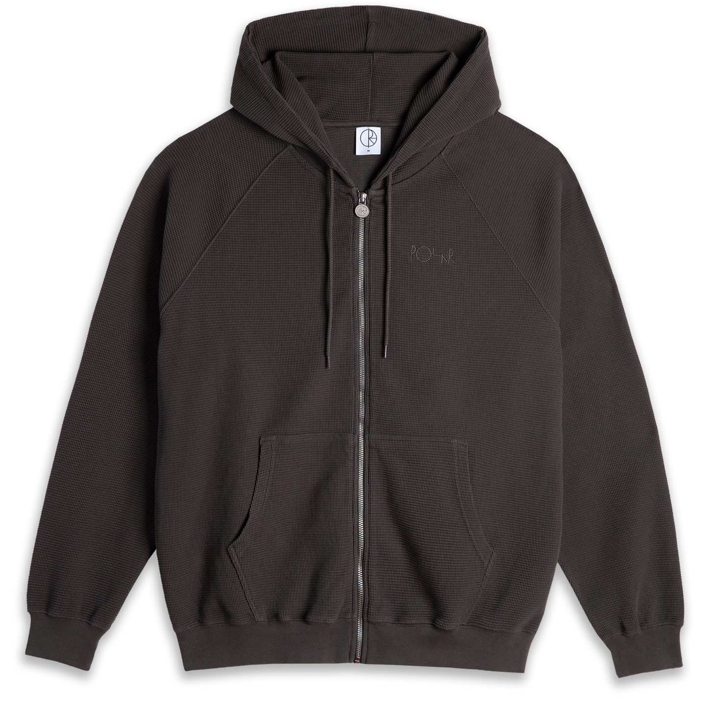 Polar Waffle Zip Hooded Sweater Dirty Black