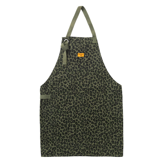 Service Works Patterned Apron Green Leopard